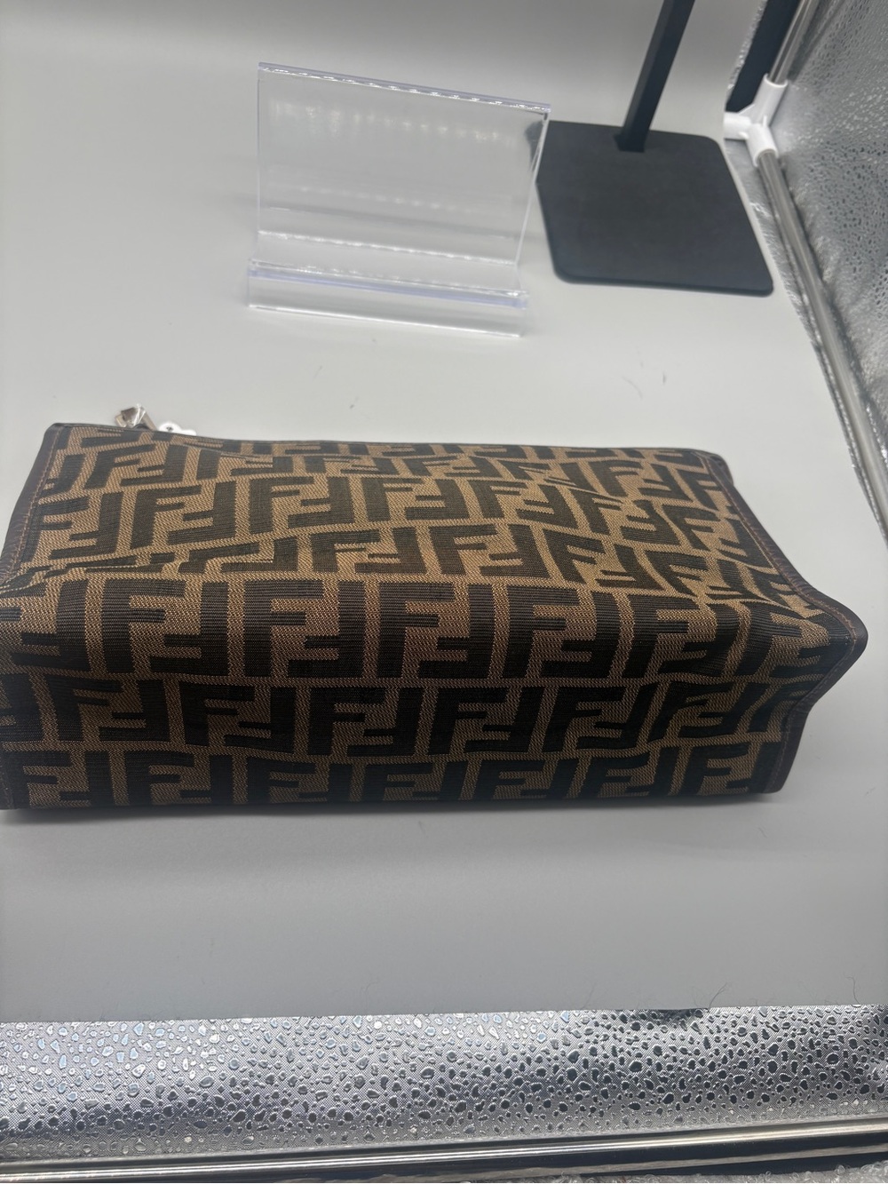 Fendi Brown Monogram Zip Toiletry Pouch